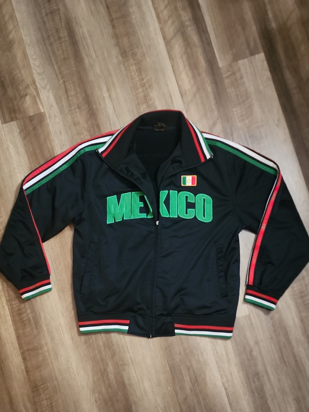 Fifth Sun Mexico Track Jacket Black Green Red Full Zip Athletic Adult